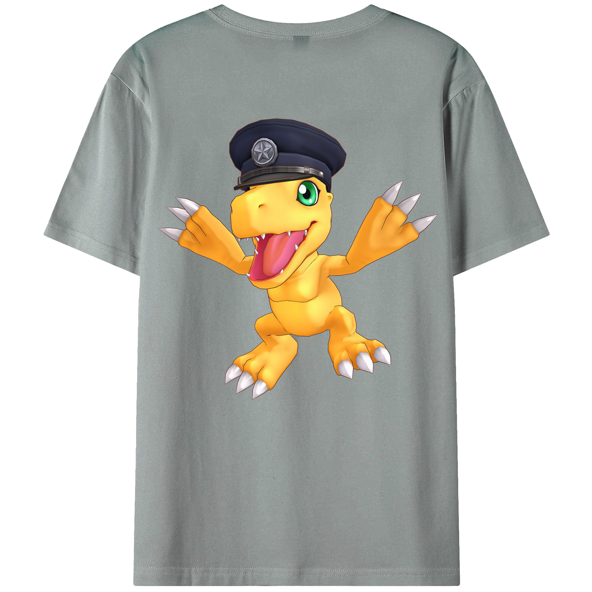 （画像用） Digimon デジタルモンスター/デジモン 綿100％ メンズ半袖Tシャツ（バックプリント） 通気性